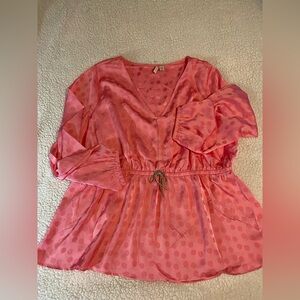 Cato 18/20w  Vibrant Pink Polka Dot Top